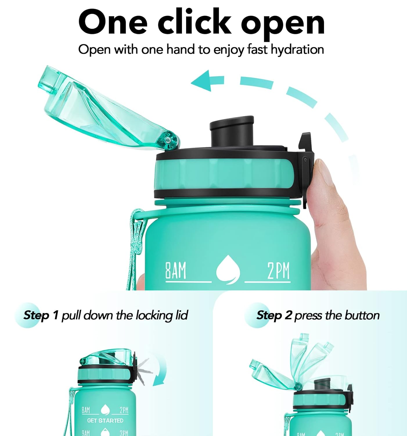 Motivational Fitness Sports Water Bottle Leakproof BPA-Free with Time Marker 1000 ml Bottle Pack of 2, Multicolor, Silicone GenzVybs