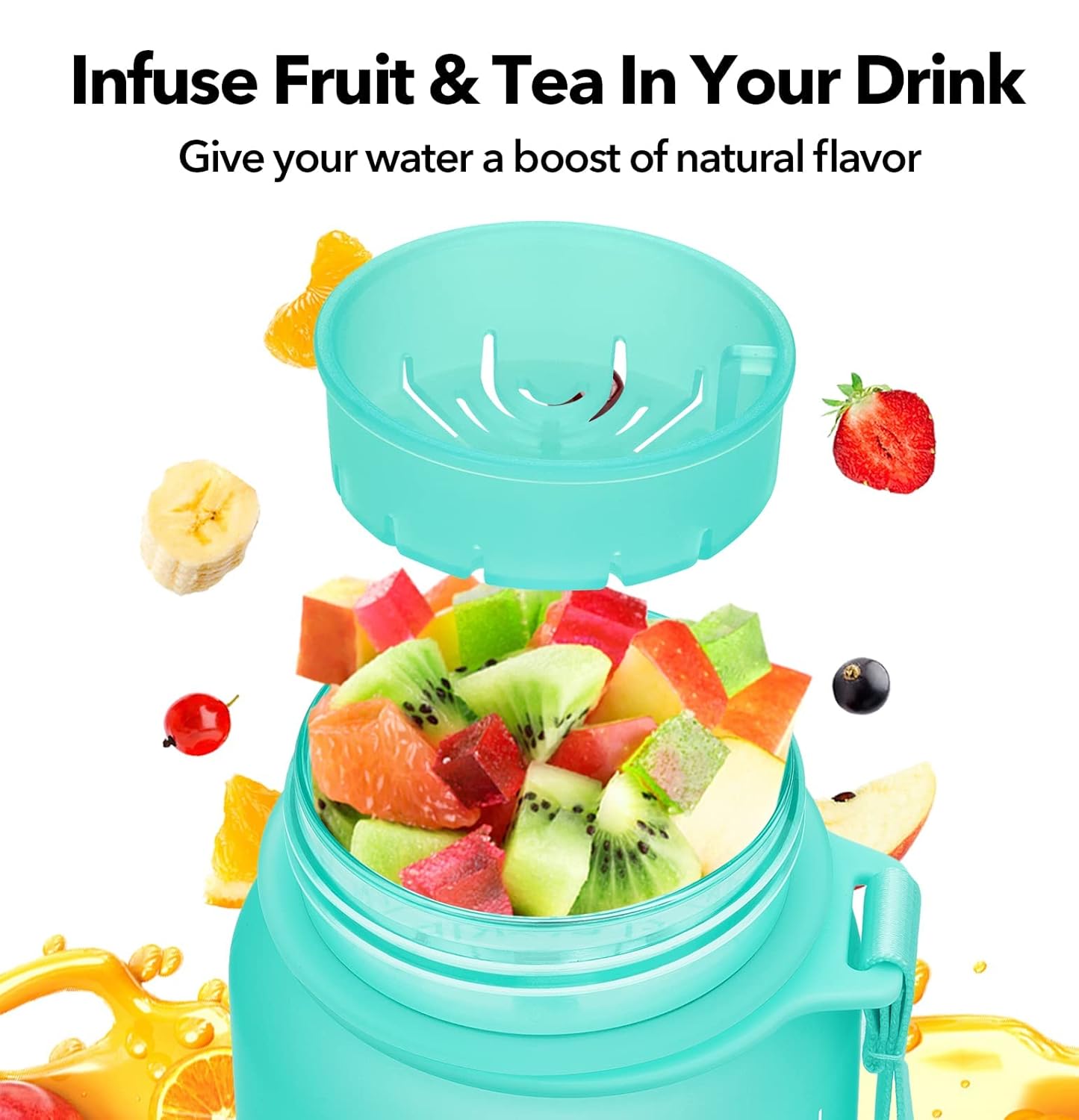 Motivational Fitness Sports Water Bottle Leakproof BPA-Free with Time Marker 1000 ml Bottle Pack of 2, Multicolor, Silicone GenzVybs